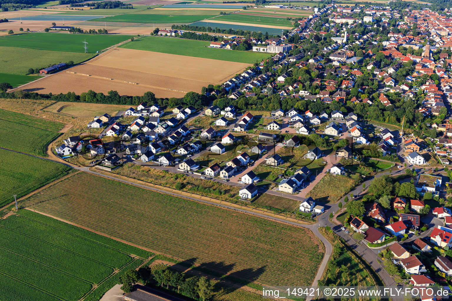 Aerial view of New development area K2 from the west in Kandel in the state Rhineland-Palatinate, Germany