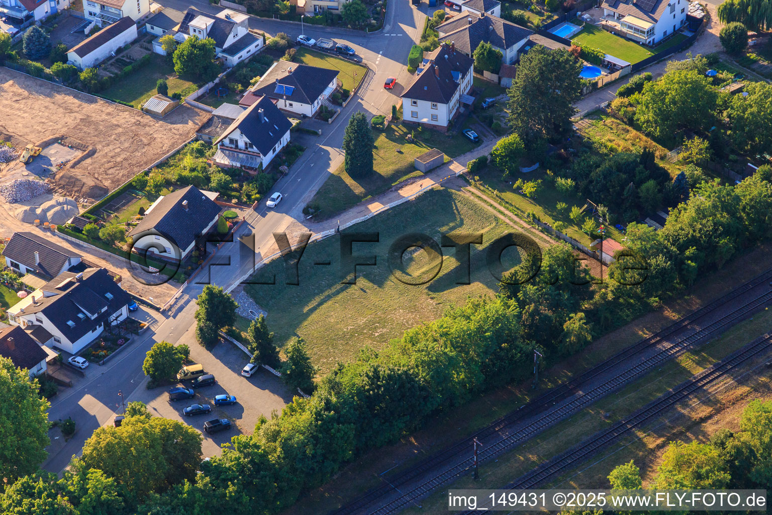 Rainwater retention basin at the train station in Winden in the state Rhineland-Palatinate, Germany