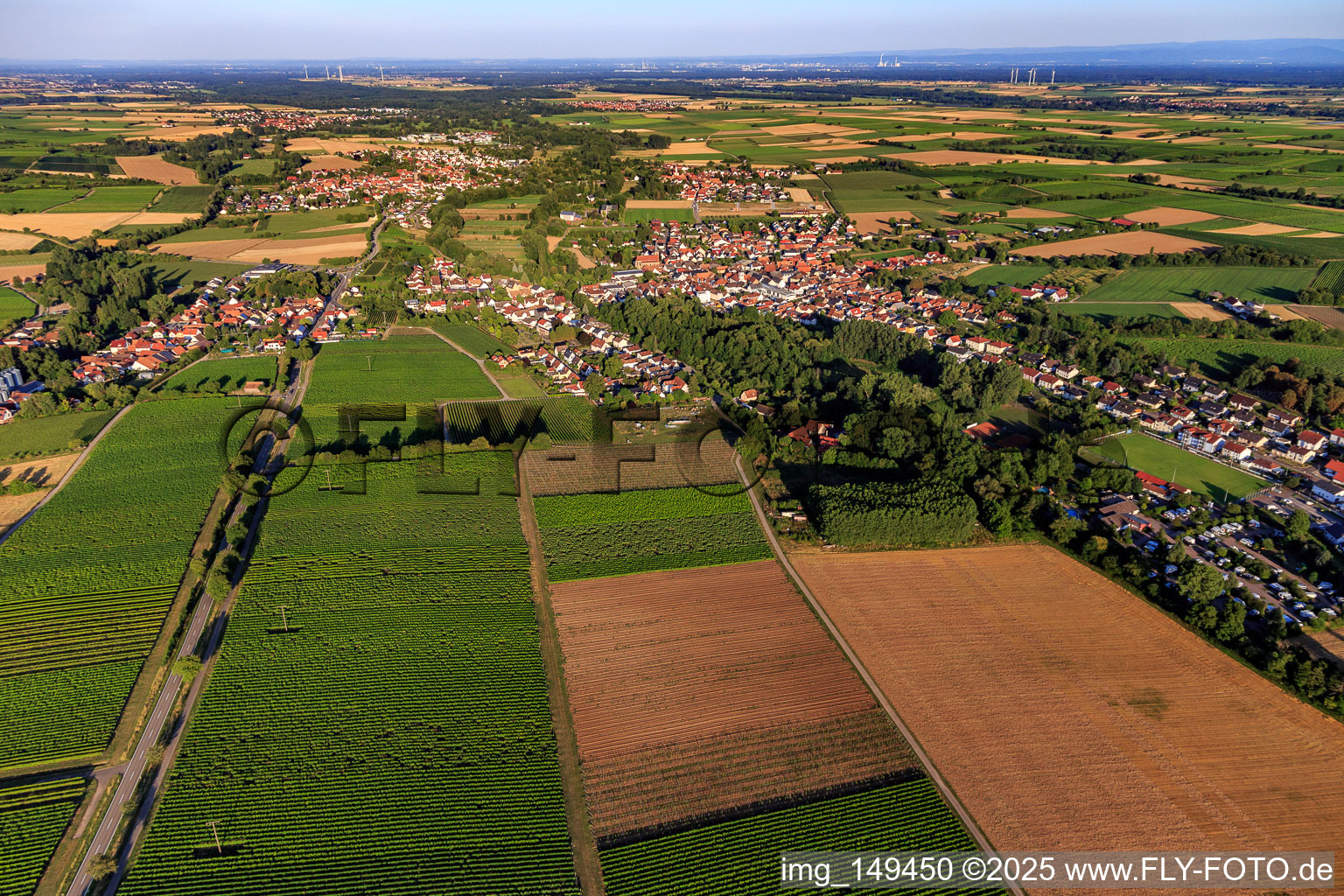 Village view from the west in the district Ingenheim in Billigheim-Ingenheim in the state Rhineland-Palatinate, Germany