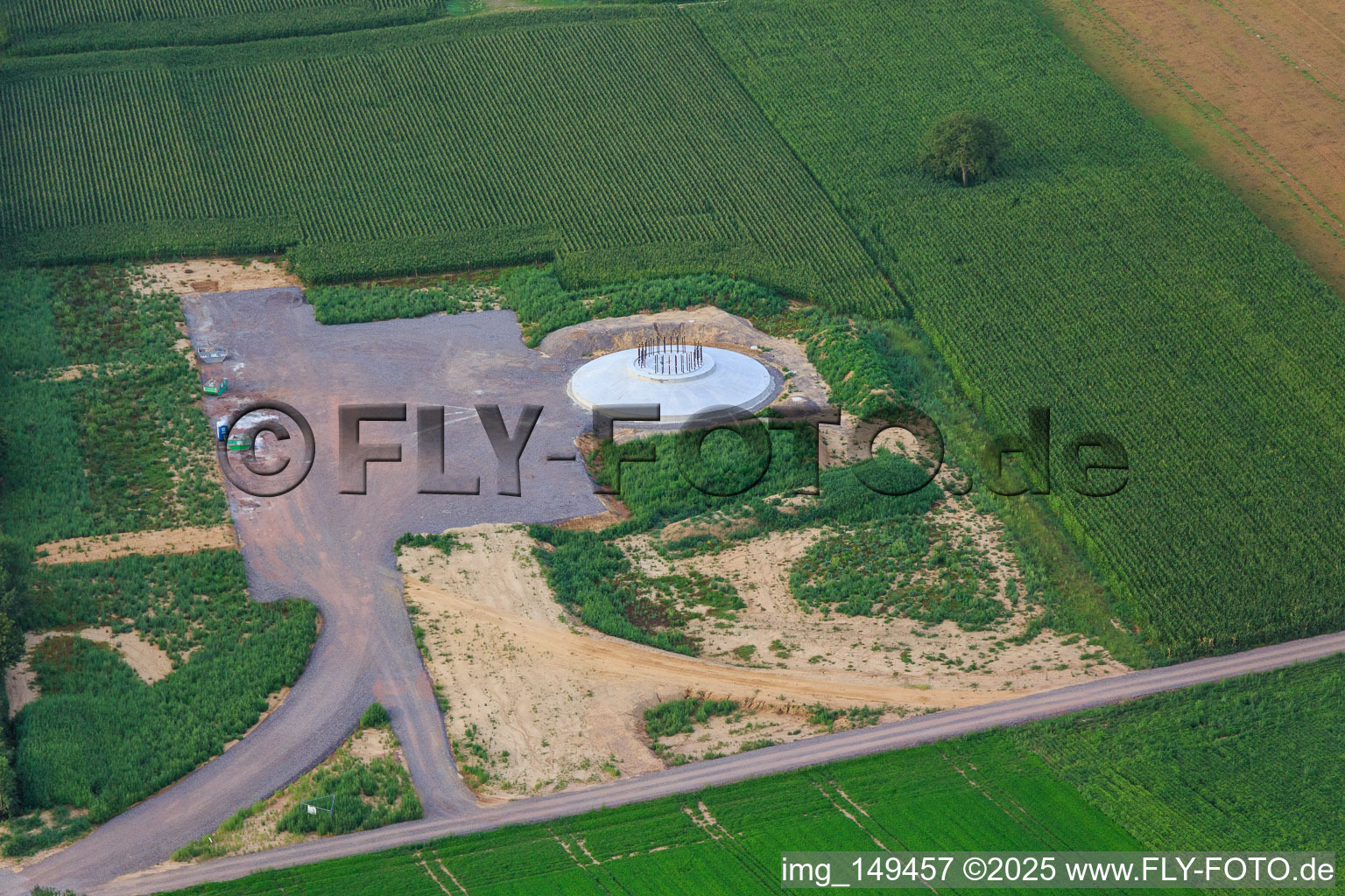 Foundation for new wind turbine for repowering the wind farm Minfeld in Minfeld in the state Rhineland-Palatinate, Germany