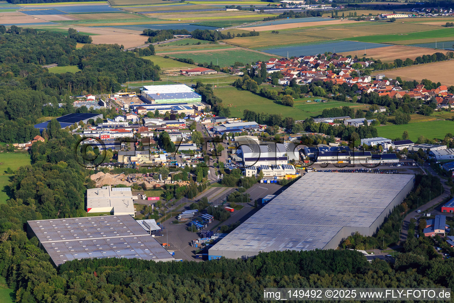 Construction site for the new logistics park of HANSAINVEST and DFI-Real-Estate Kandel after demolition of the OBI market in the district Minderslachen in Kandel in the state Rhineland-Palatinate, Germany out of the air