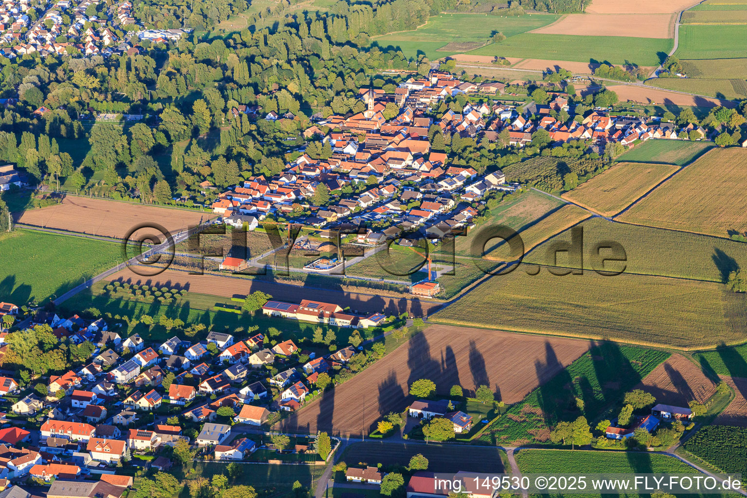 Development of the new development area Am Rosenberg and Im Niederfeld in the district Ingenheim in Billigheim-Ingenheim in the state Rhineland-Palatinate, Germany