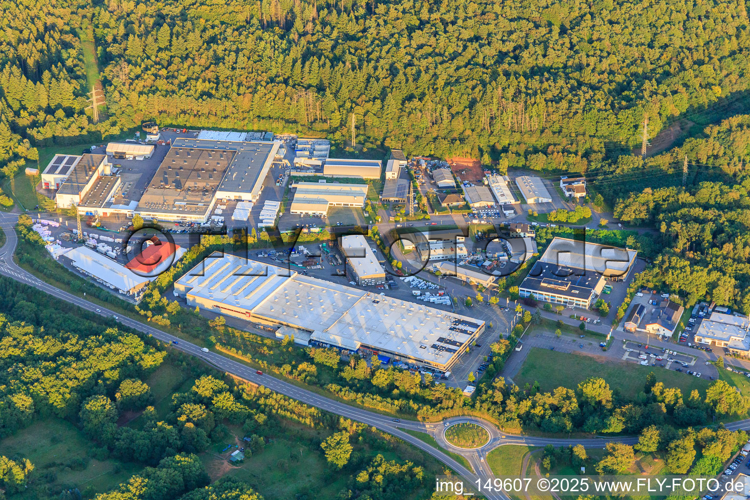 Handwerkstraße industrial area with HOLZHAUER KG, Serveco GmbH and Arimond Zweiradtechnik GmbH in Merzig in the state Saarland, Germany