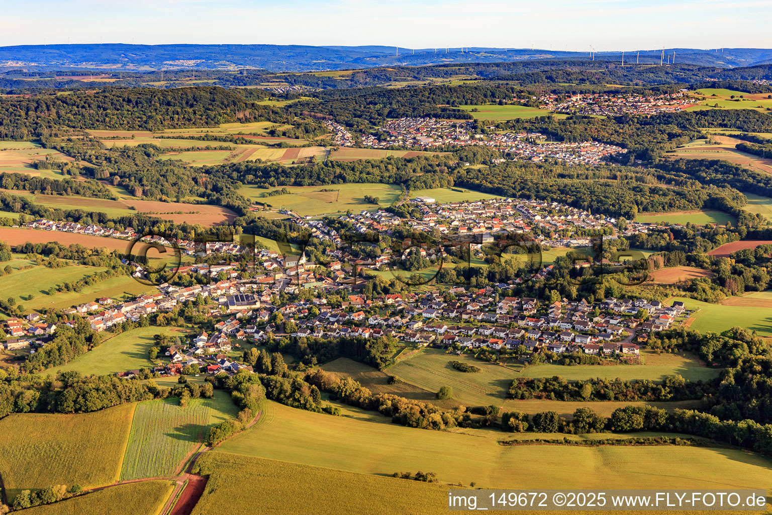 From the south in the district Thalexweiler in Lebach in the state Saarland, Germany