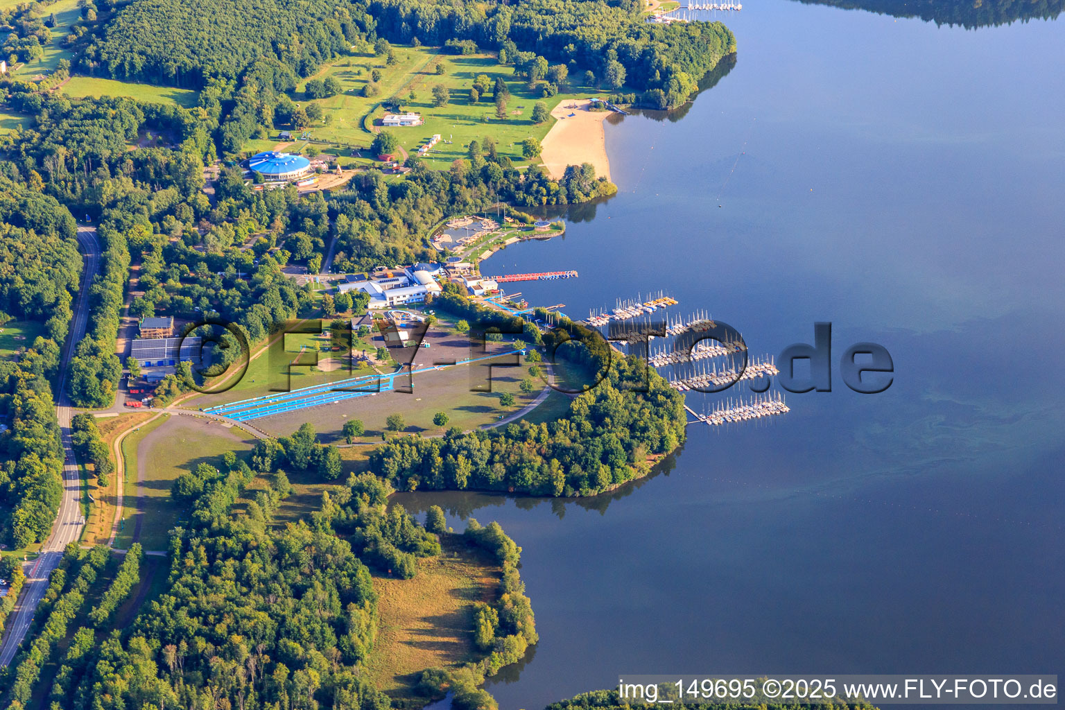 Jetty at the Bostalsee of the SALT sailing school in the district Bosen in Nohfelden in the state Saarland, Germany