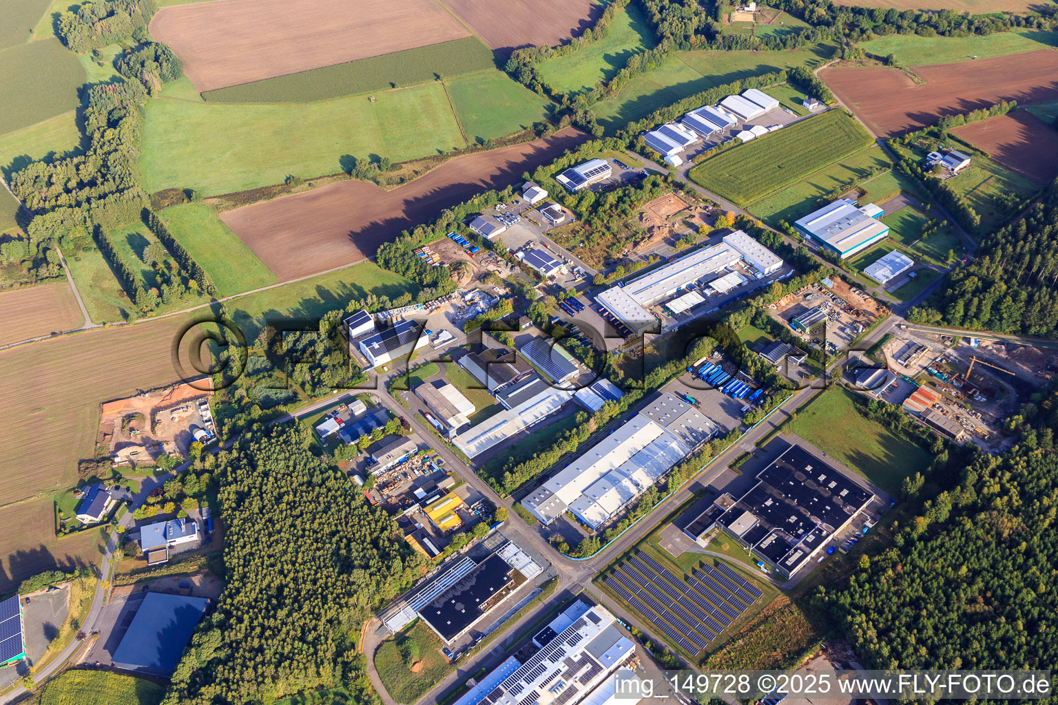 Grafenwald Industrial and Commercial Park with Rüggeberg GmbH & Co. KG, August, Eu-Rec GmbH and PaX Fenster Hermeskeil GmbH in Hermeskeil in the state Rhineland-Palatinate, Germany