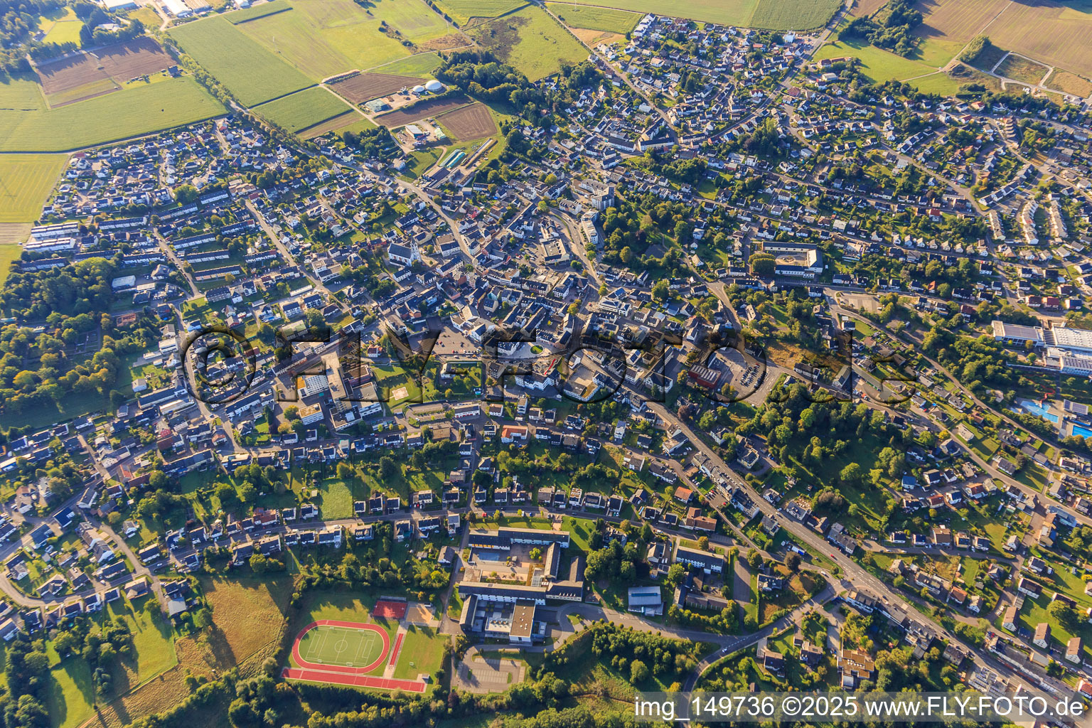 City overview in Hermeskeil in the state Rhineland-Palatinate, Germany