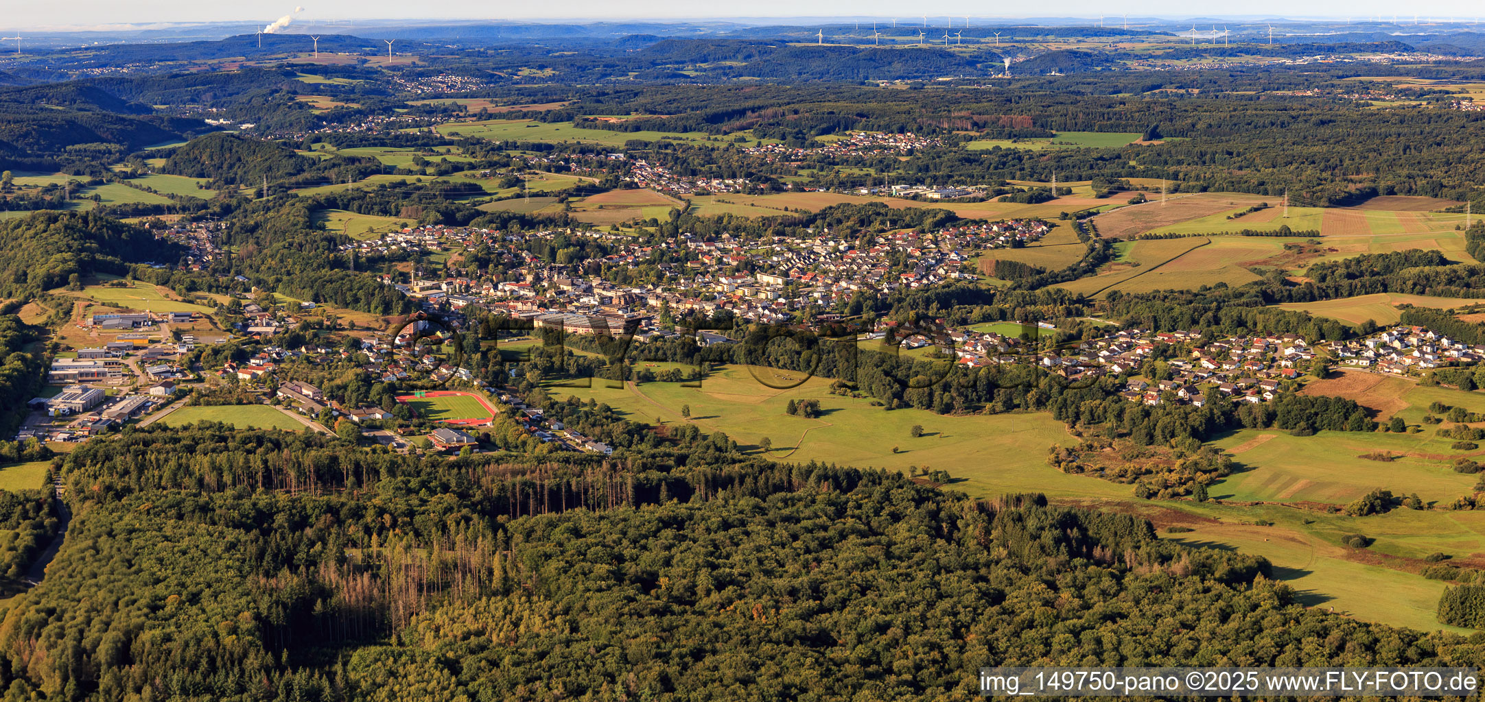 Panorama of the town from the north in Wadern in the state Saarland, Germany