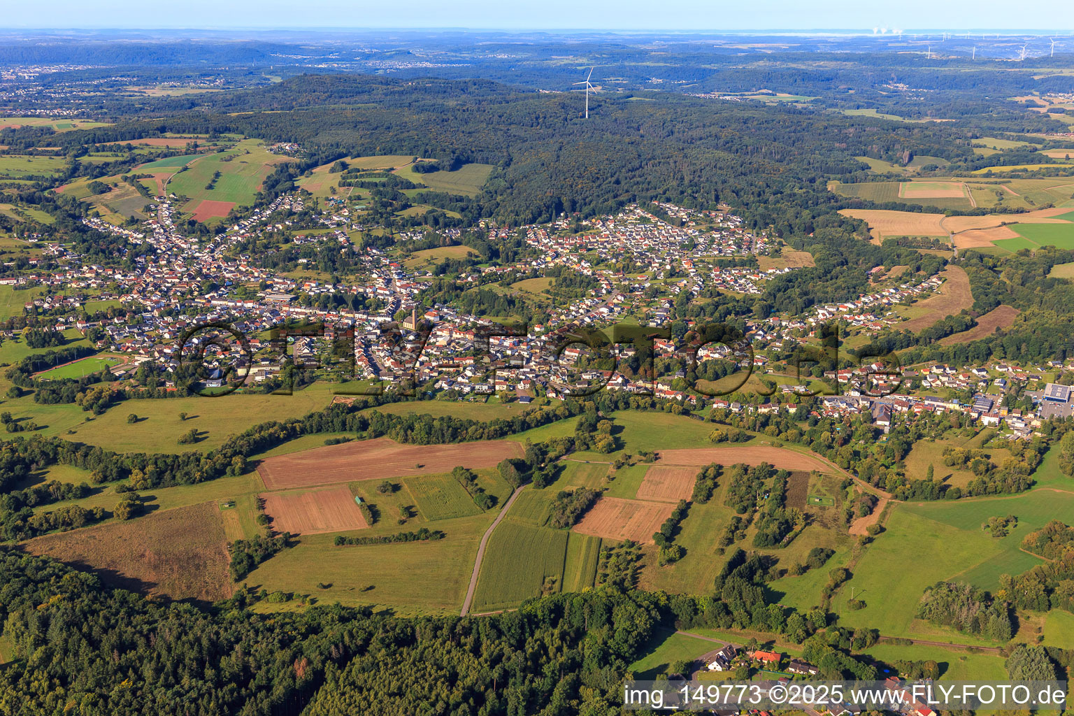 Aerial view of From the east in the district Hüttersdorf in Schmelz in the state Saarland, Germany