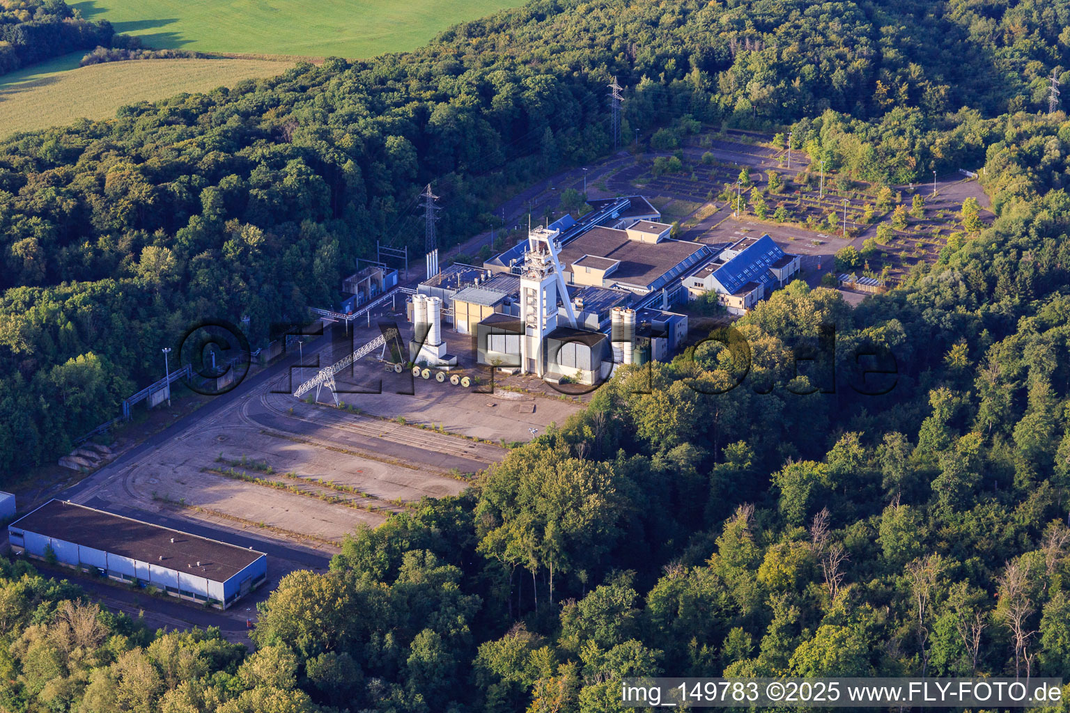 Aerial view of Mining site of RAG Deutsche Steinkohle Ag in the district Falscheid in Lebach in the state Saarland, Germany