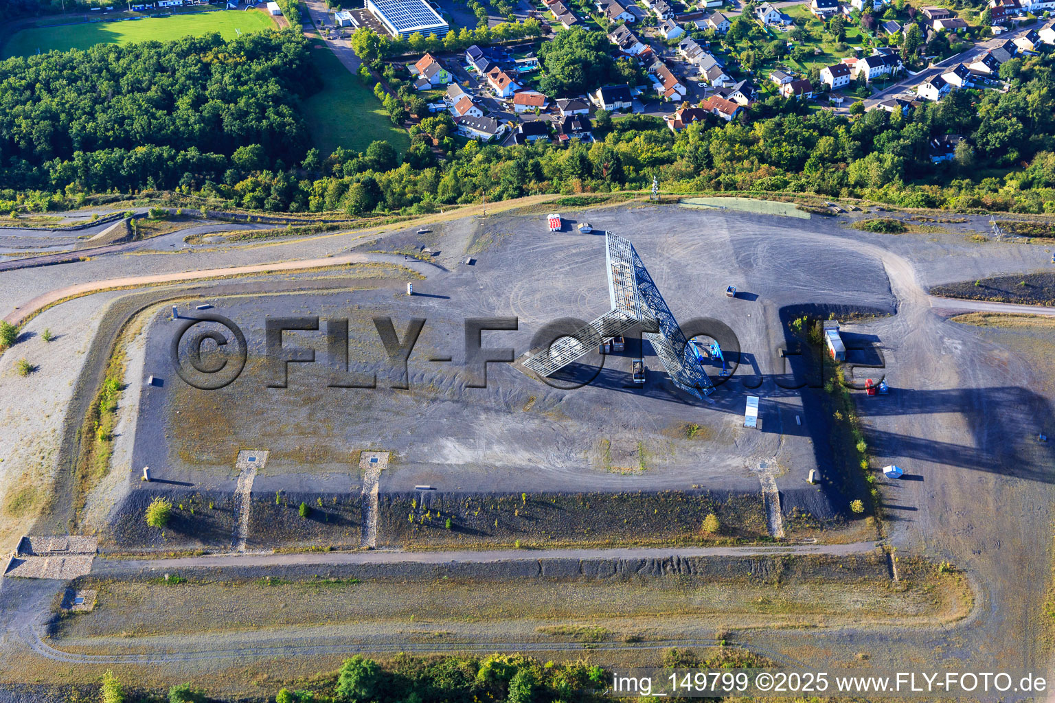 Aerial view of Saarpolygon "Gateway to the Future" on the Bergenhalde in Ensdorf in the state Saarland, Germany