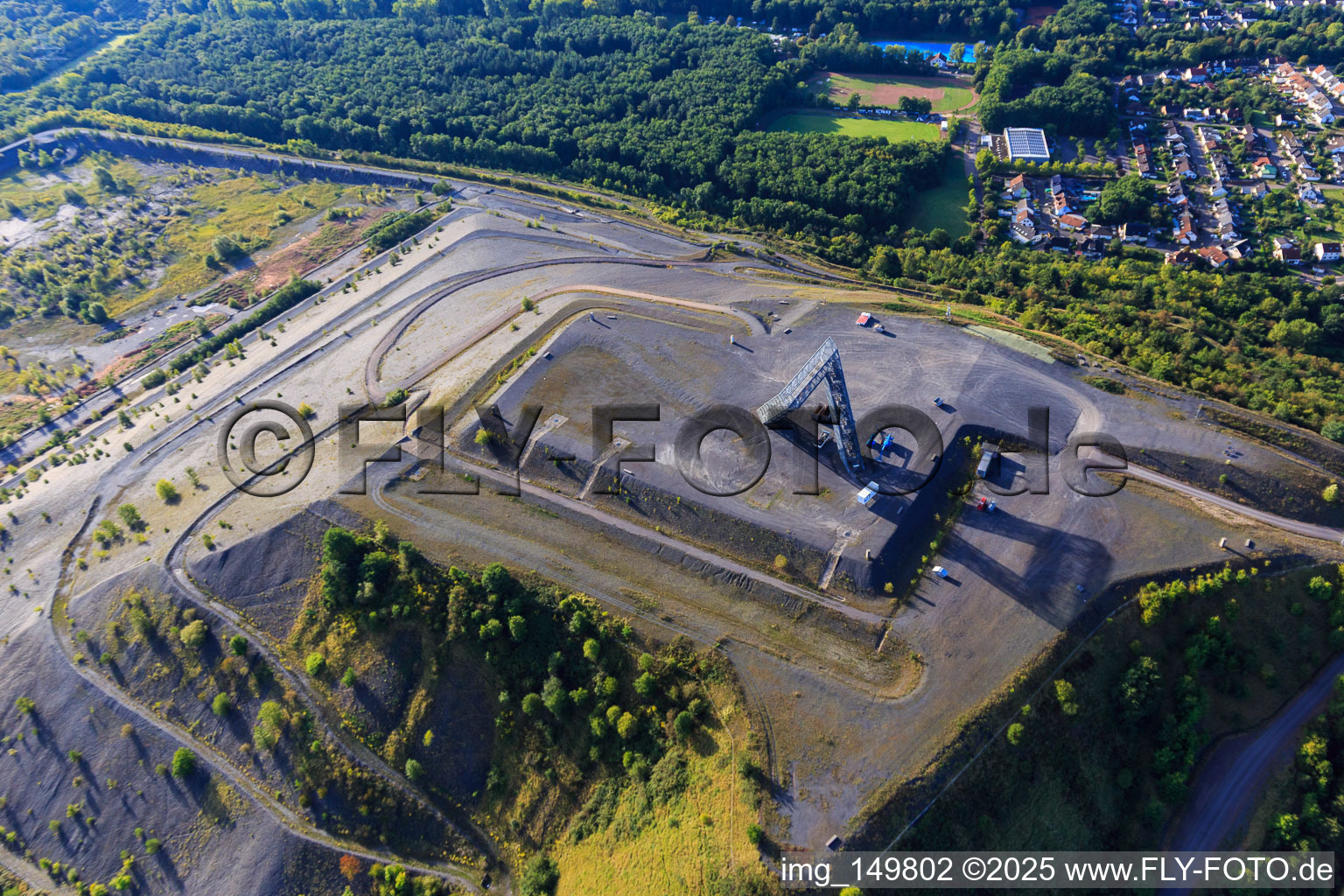 Aerial photograpy of Saarpolygon "Gateway to the Future" on the Bergenhalde in Ensdorf in the state Saarland, Germany