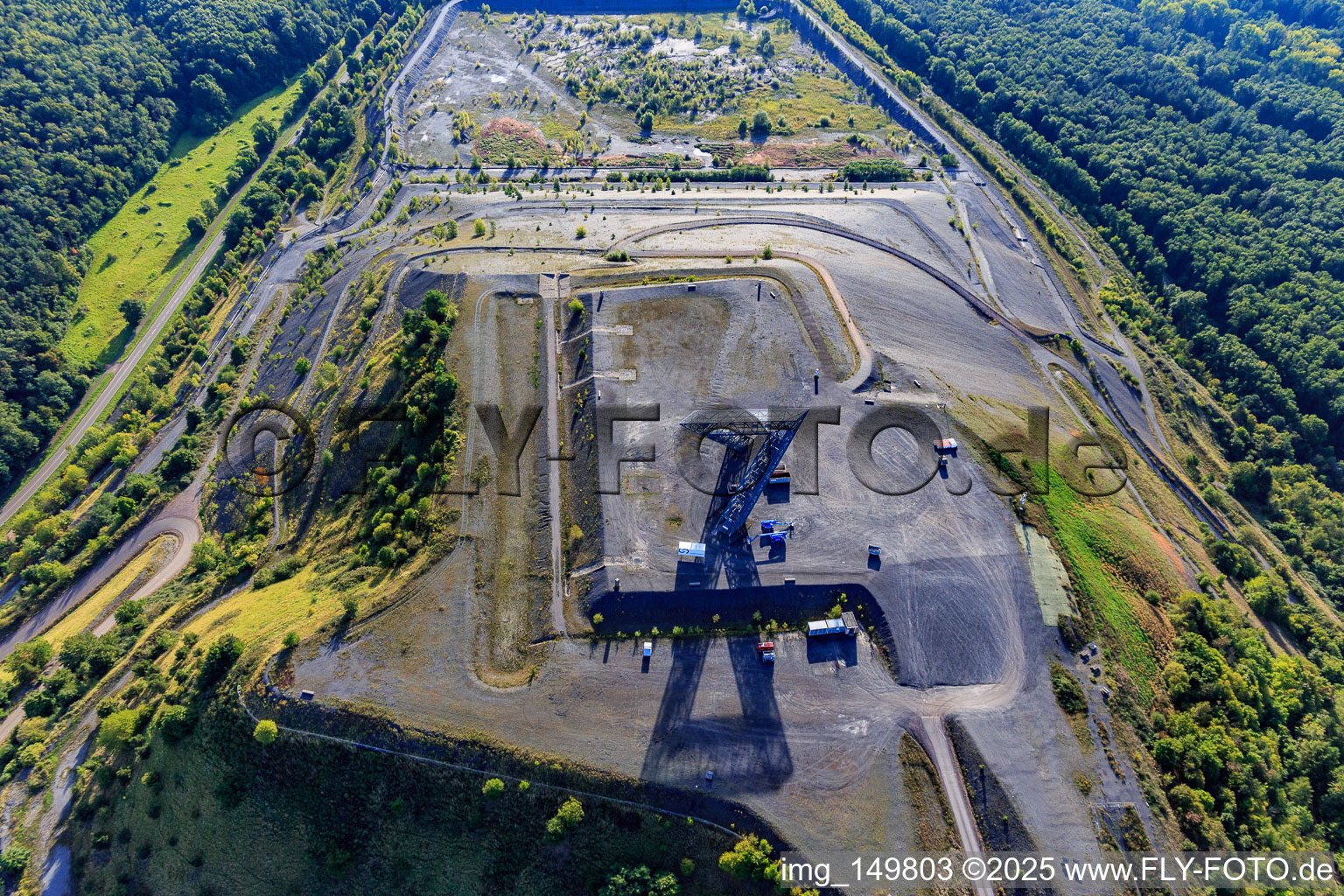 Oblique view of Saarpolygon "Gateway to the Future" on the Bergenhalde in Ensdorf in the state Saarland, Germany