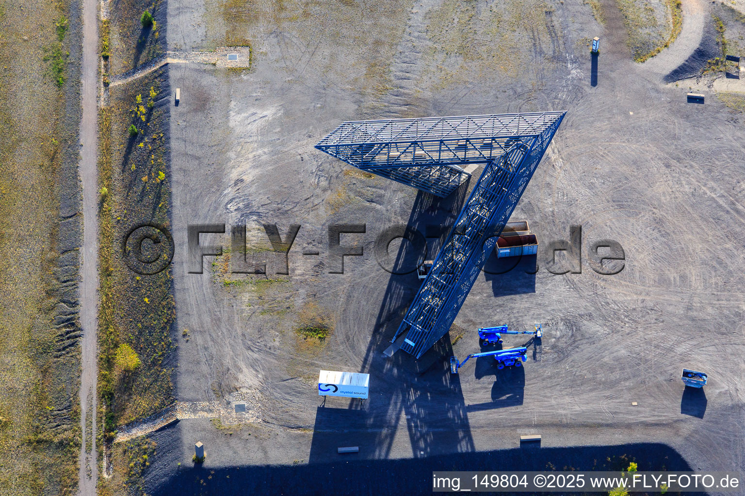 Saarpolygon "Gateway to the Future" on the Bergenhalde in Ensdorf in the state Saarland, Germany from above