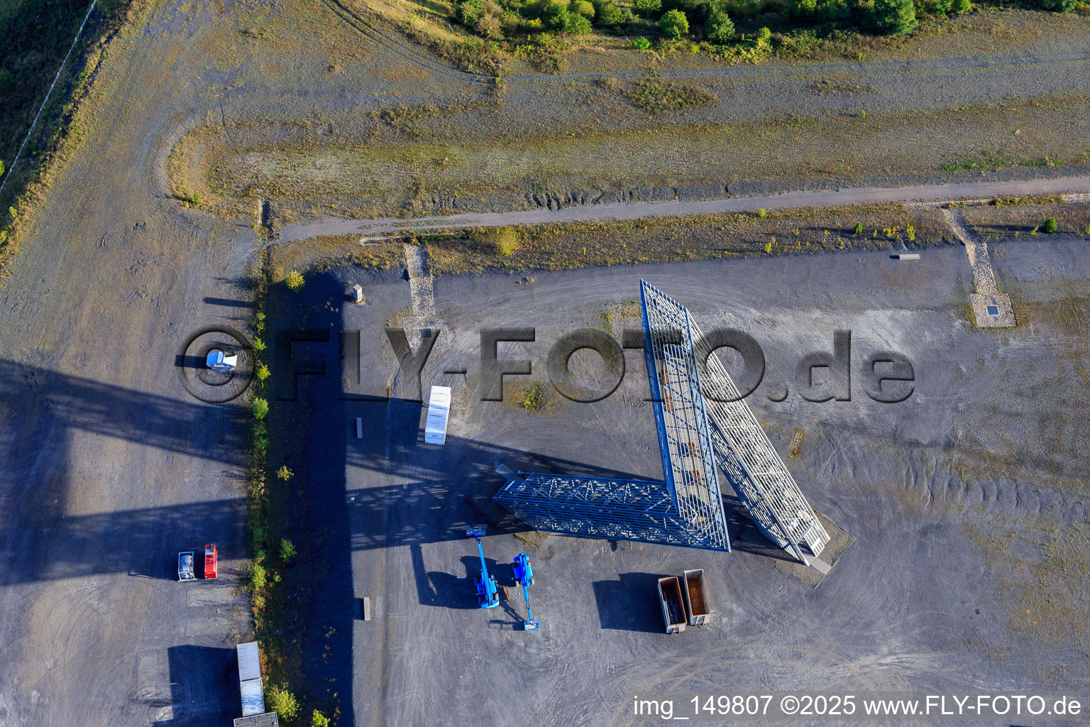 Saarpolygon "Gateway to the Future" on the Bergenhalde in Ensdorf in the state Saarland, Germany seen from above