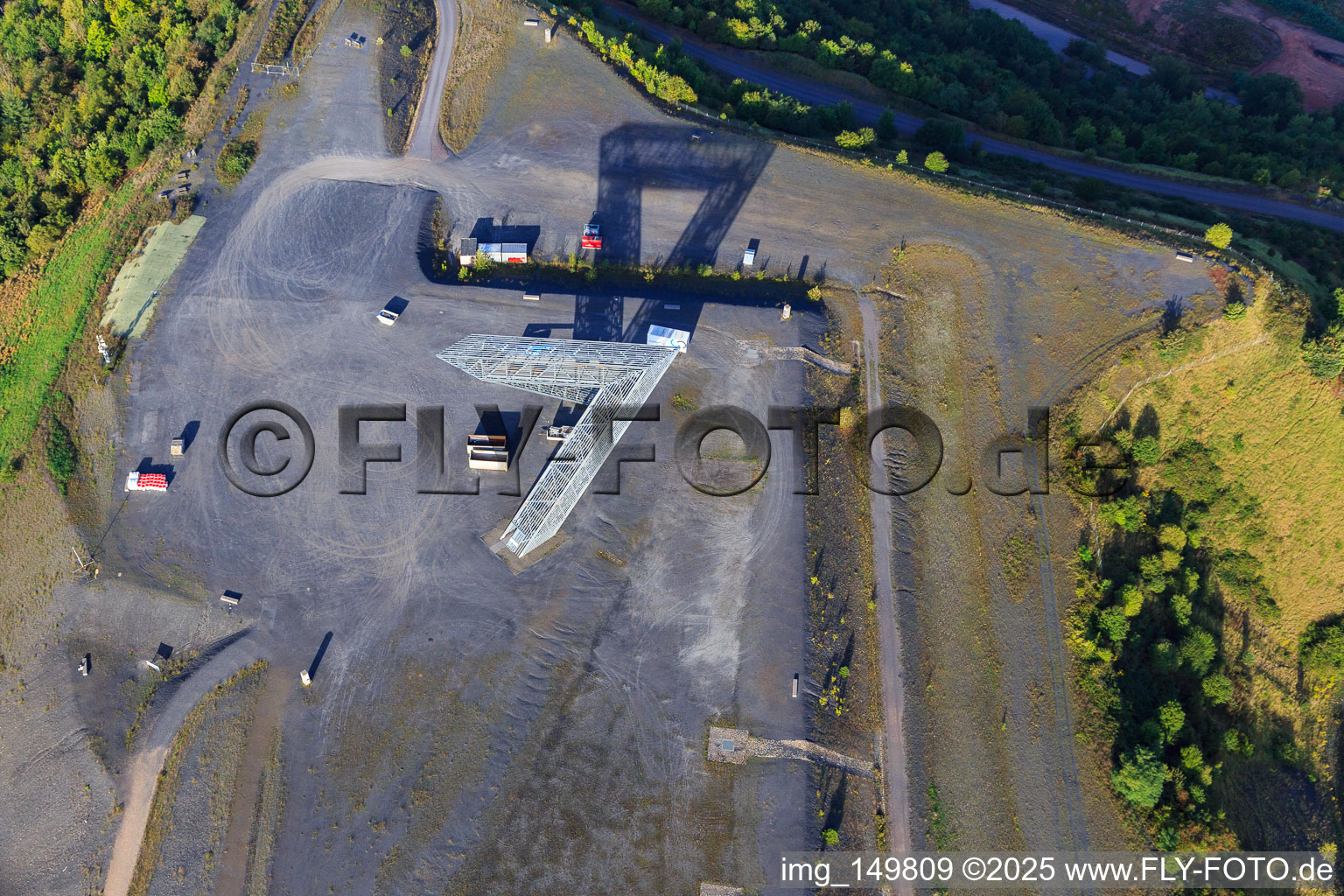 Saarpolygon "Gateway to the Future" on the Bergenhalde in Ensdorf in the state Saarland, Germany from the plane