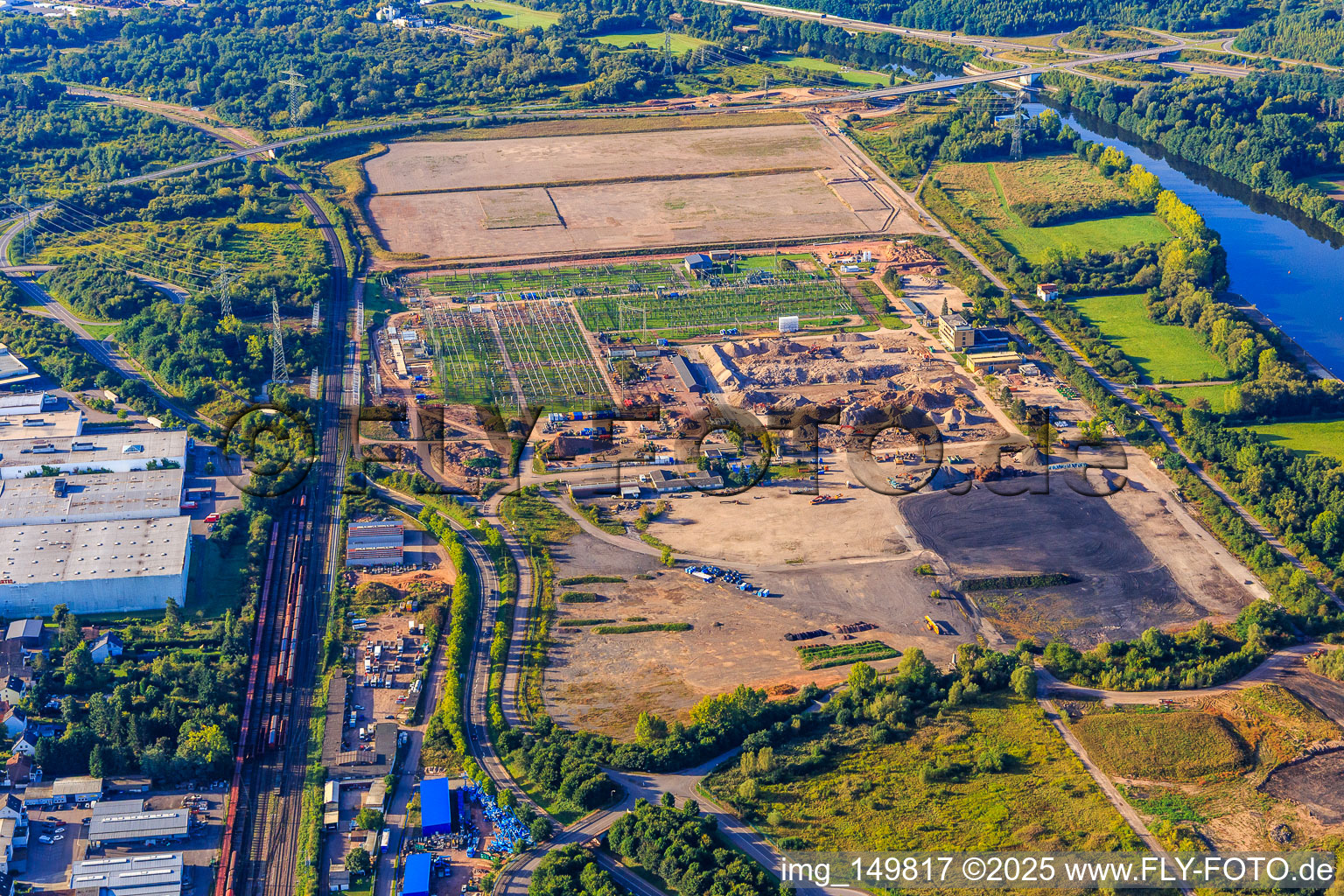 Aerial view of Site of the former VSE AG power plant Ensdorf in Ensdorf in the state Saarland, Germany