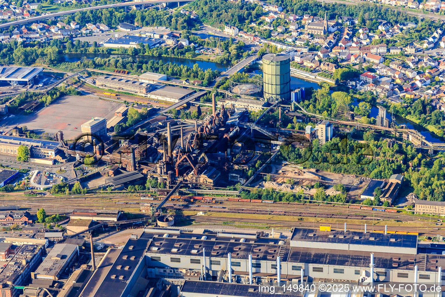 Aerial view of UNESCO World Heritage Site Völklinger Hütte in Völklingen in the state Saarland, Germany