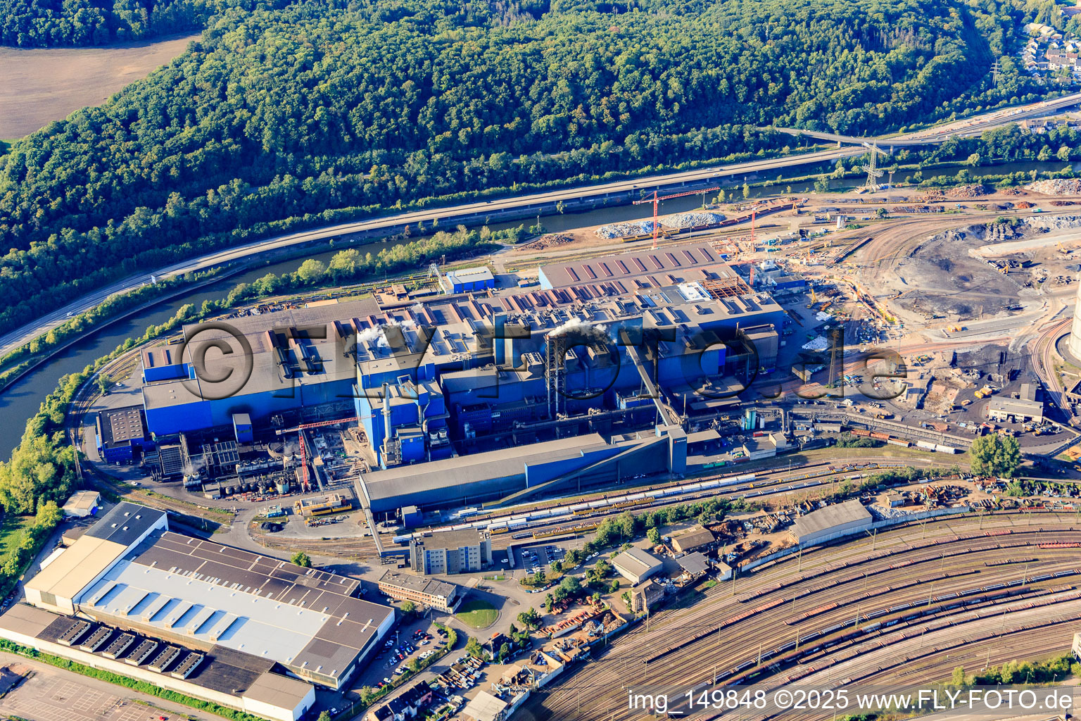 Aerial view of Saarstahl LD steelworks in Völklingen in the state Saarland, Germany