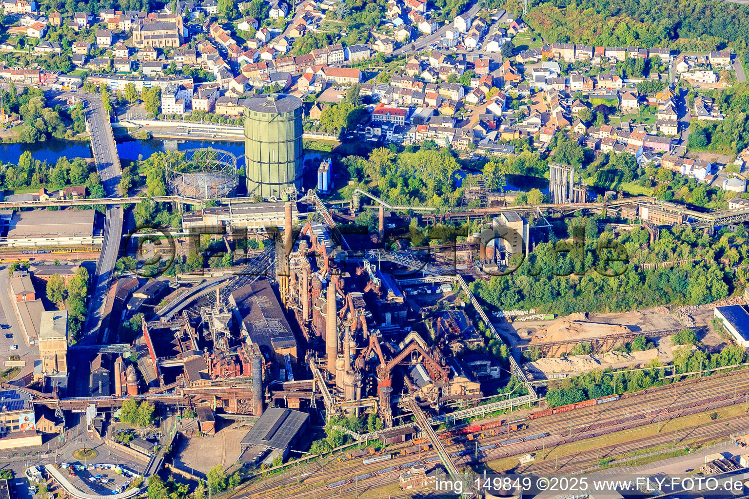 Oblique view of UNESCO World Heritage Site Völklinger Hütte in Völklingen in the state Saarland, Germany