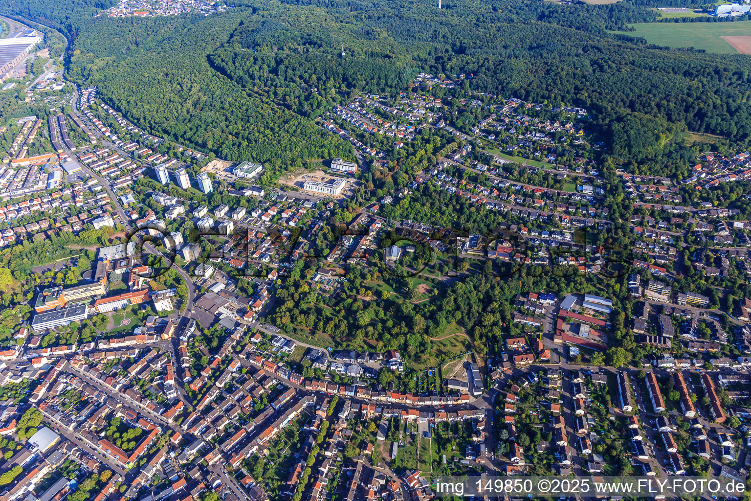 City overview from the south in Völklingen in the state Saarland, Germany