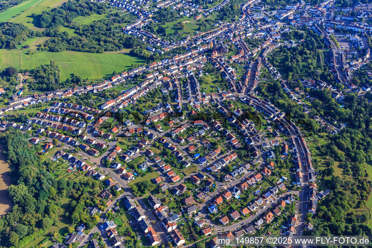 Aerial view of From the southwest in Püttlingen in the state Saarland, Germany