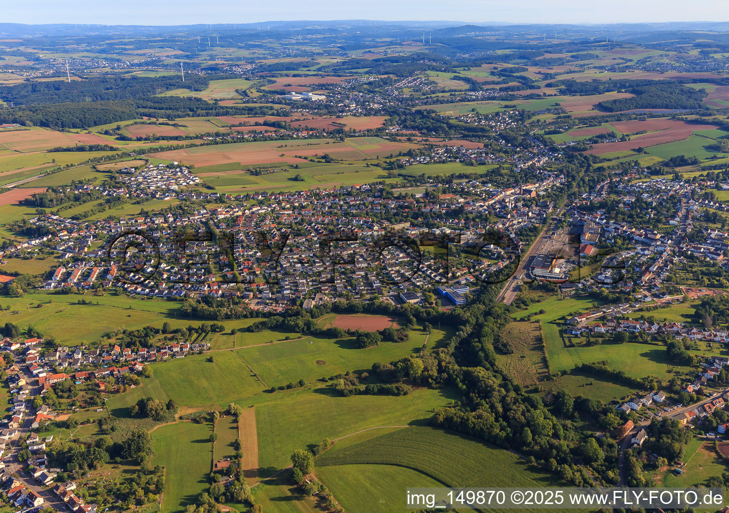 Aerial view of From the southwest in Heusweiler in the state Saarland, Germany