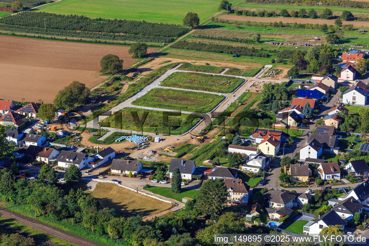 Development of the new development area Im Kirschgarten in Minfeld in the state Rhineland-Palatinate, Germany