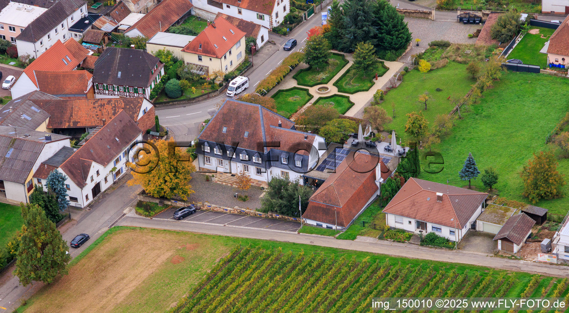 Aerial view of Castle in Oberotterbach in the state Rhineland-Palatinate, Germany