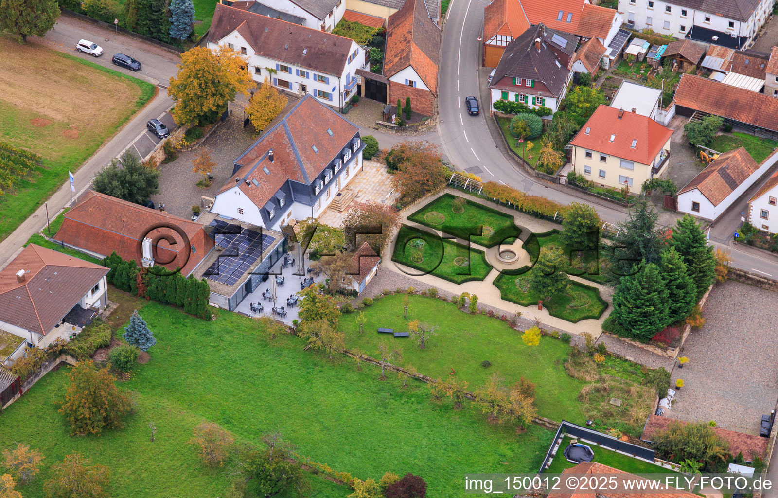 Aerial photograpy of Castle in Oberotterbach in the state Rhineland-Palatinate, Germany