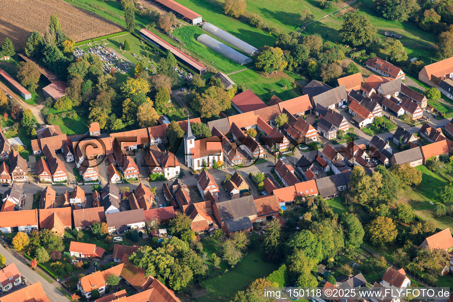 Rue des Églises in Seebach in the state Bas-Rhin, France
