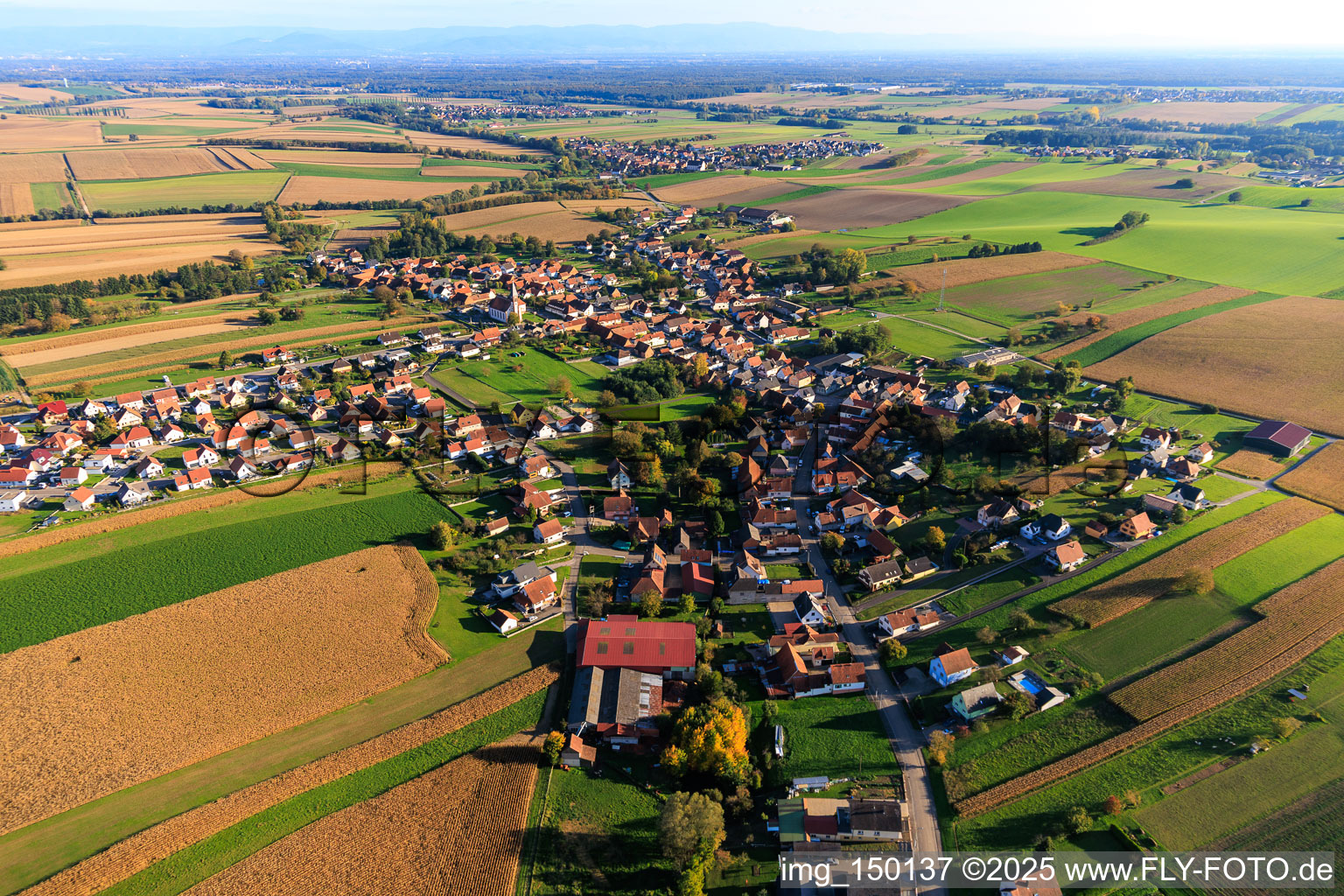 Aerial view of From the north in Aschbach in the state Bas-Rhin, France