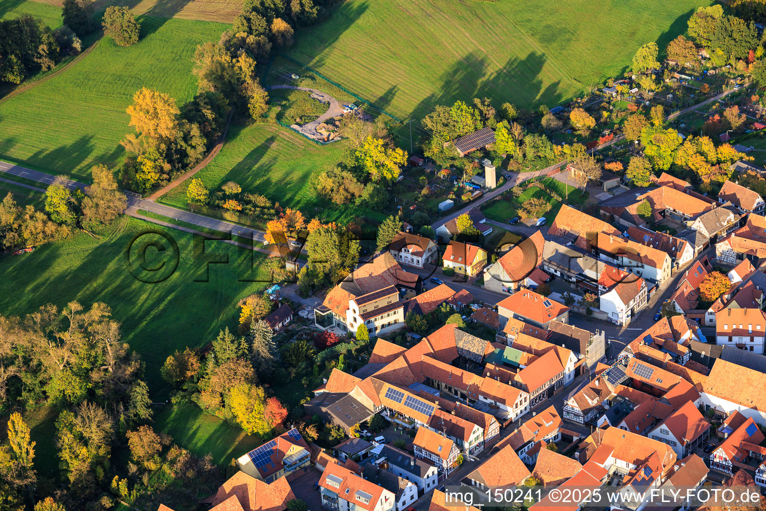Main Street x Upper Lane in Steinweiler in the state Rhineland-Palatinate, Germany
