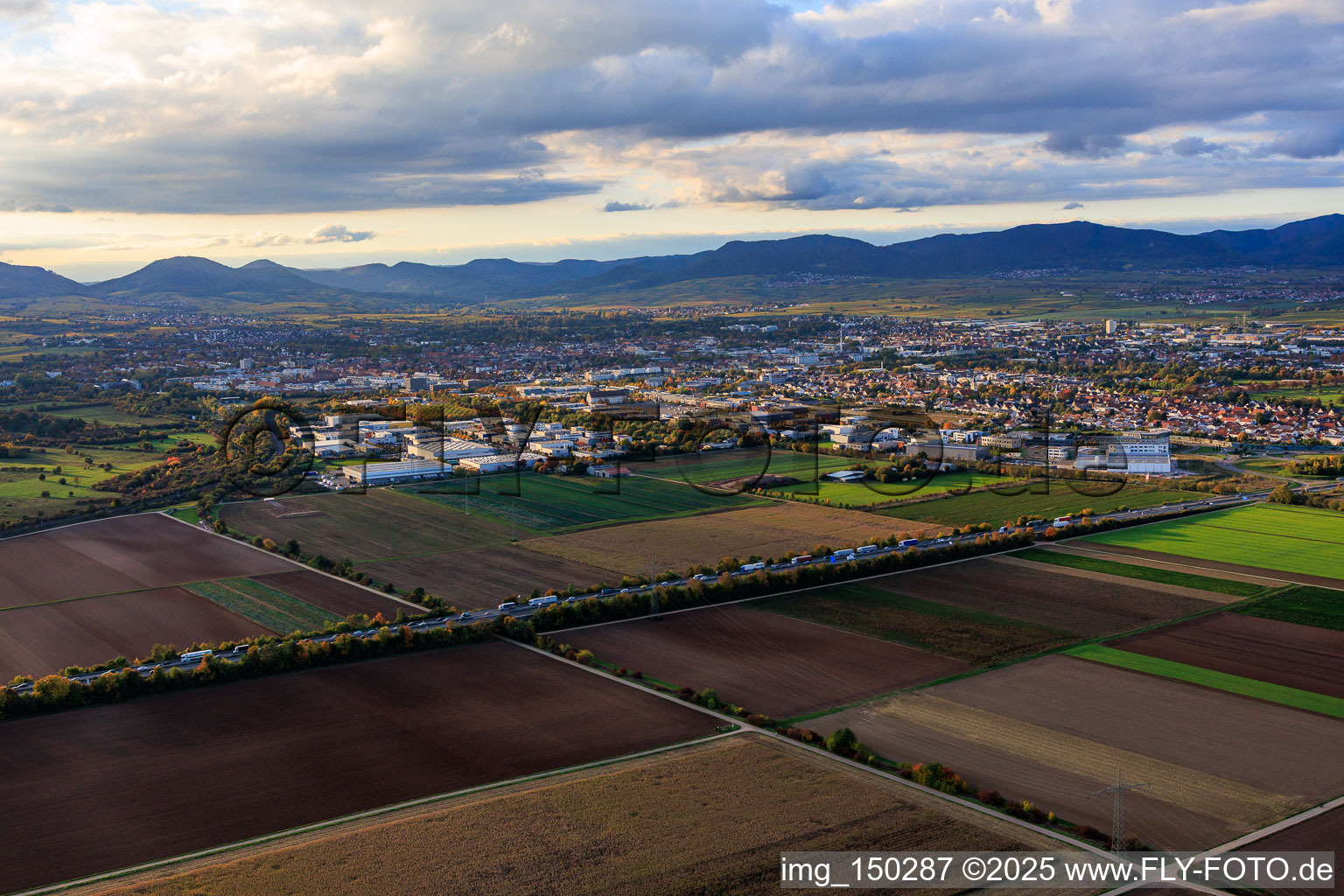 Industrial area at Birnbach beyond the A65 in Landau in der Pfalz in the state Rhineland-Palatinate, Germany