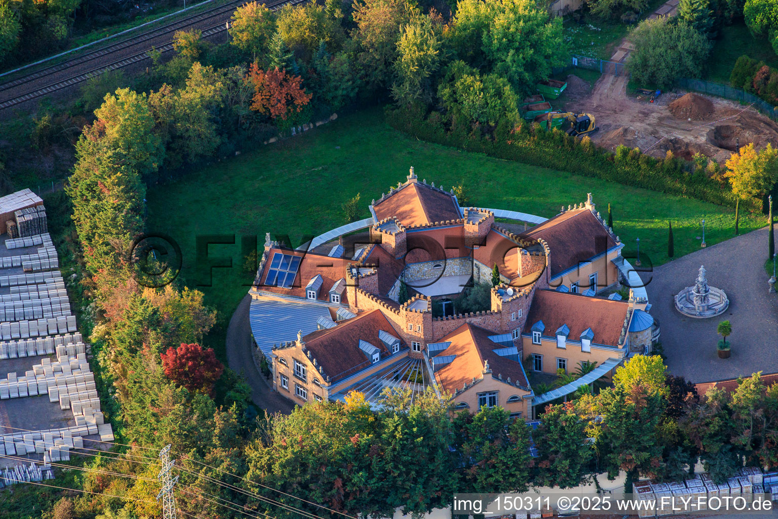 Villa in castle style at LBT Landauer Betonteile GmbH in Landau in der Pfalz in the state Rhineland-Palatinate, Germany