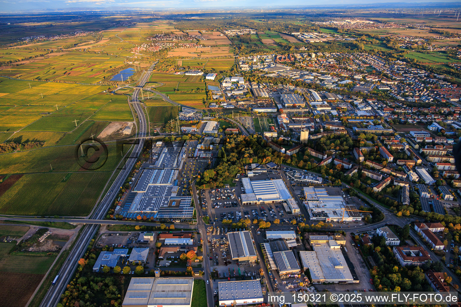 Landau-Nord and the course of the B10 to the east in Landau in der Pfalz in the state Rhineland-Palatinate, Germany