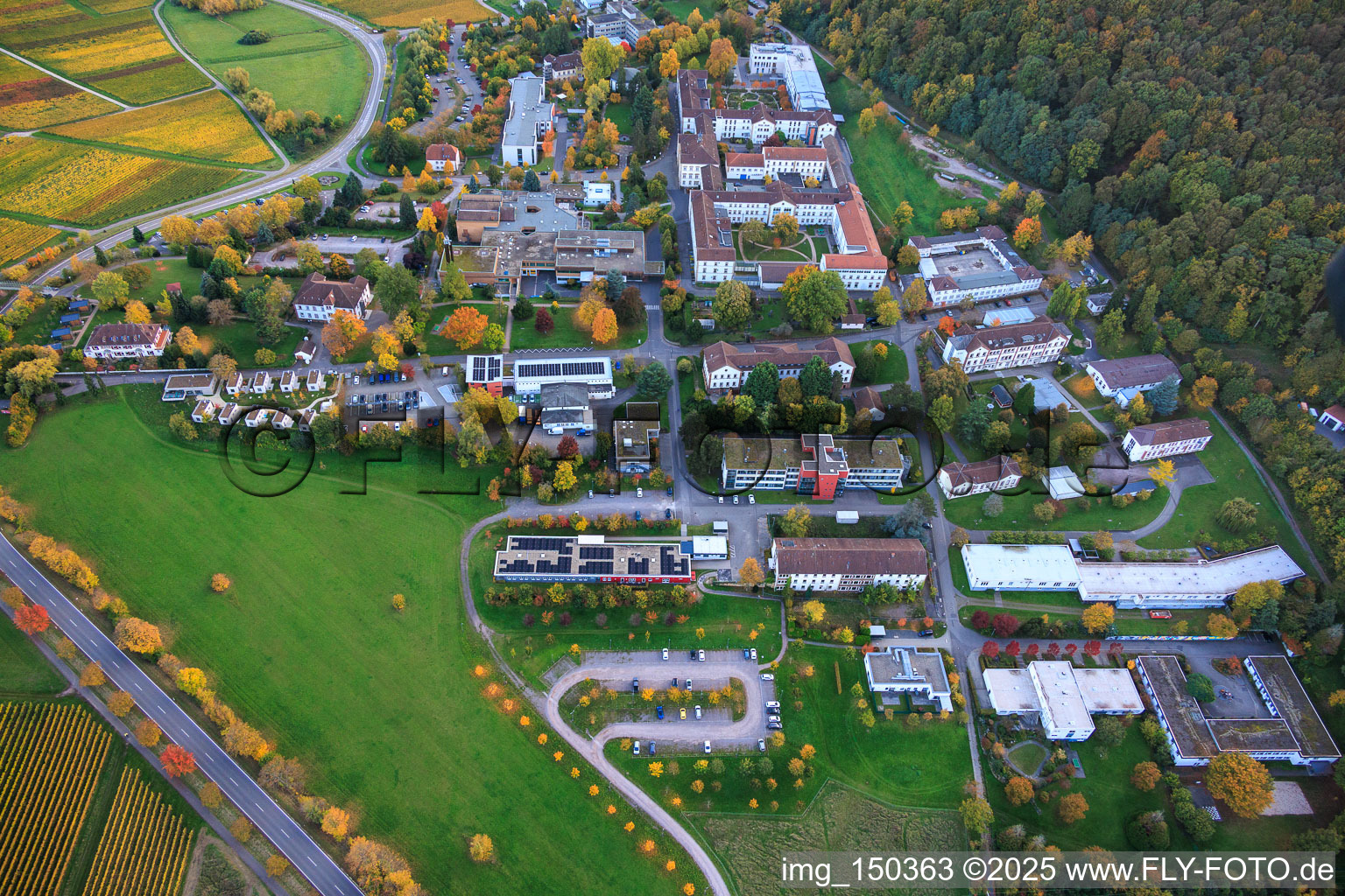 Aerial photograpy of Palatinate Hospital for Psychiatry and Neurology in Klingenmünster in the state Rhineland-Palatinate, Germany
