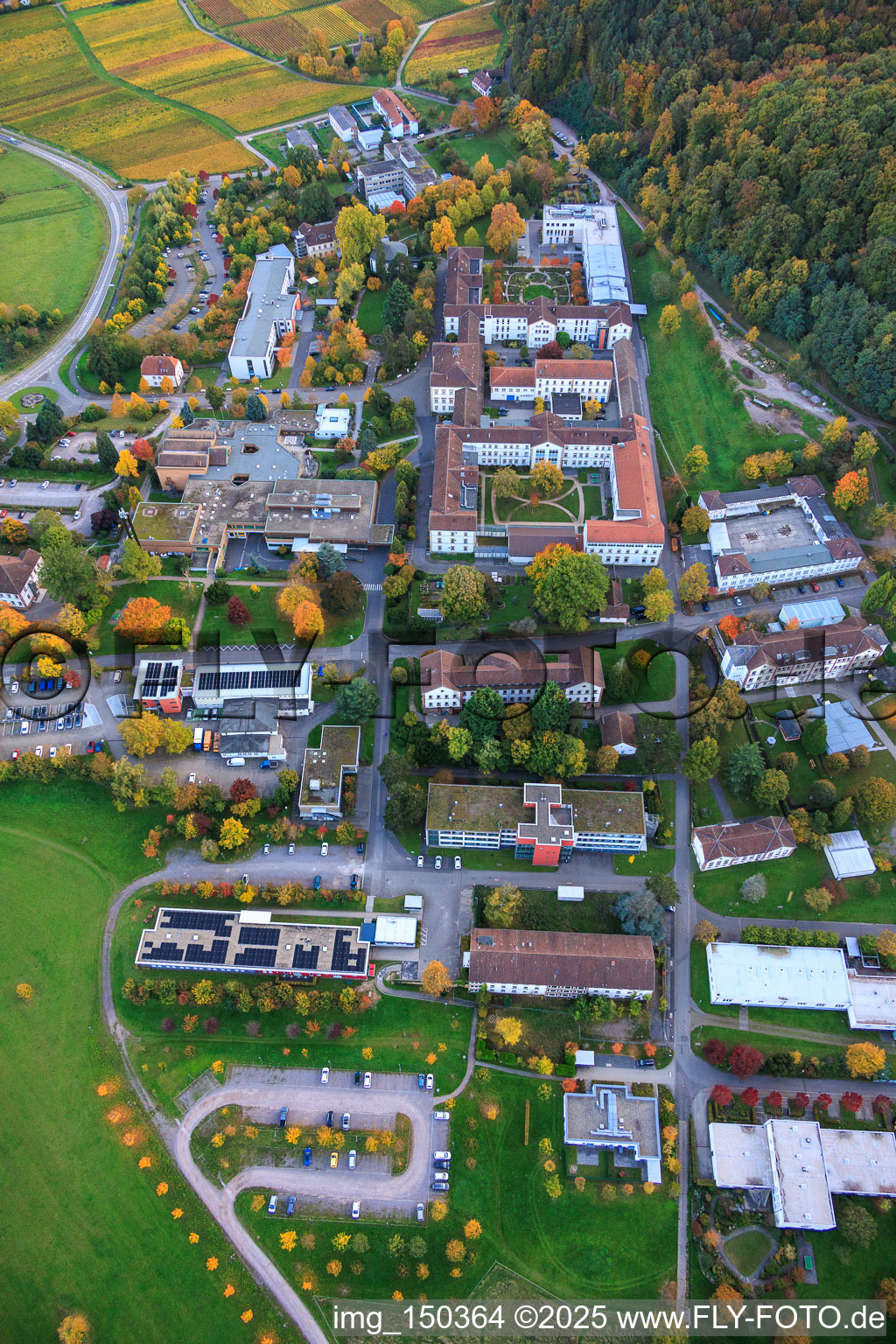 Oblique view of Palatinate Hospital for Psychiatry and Neurology in Klingenmünster in the state Rhineland-Palatinate, Germany
