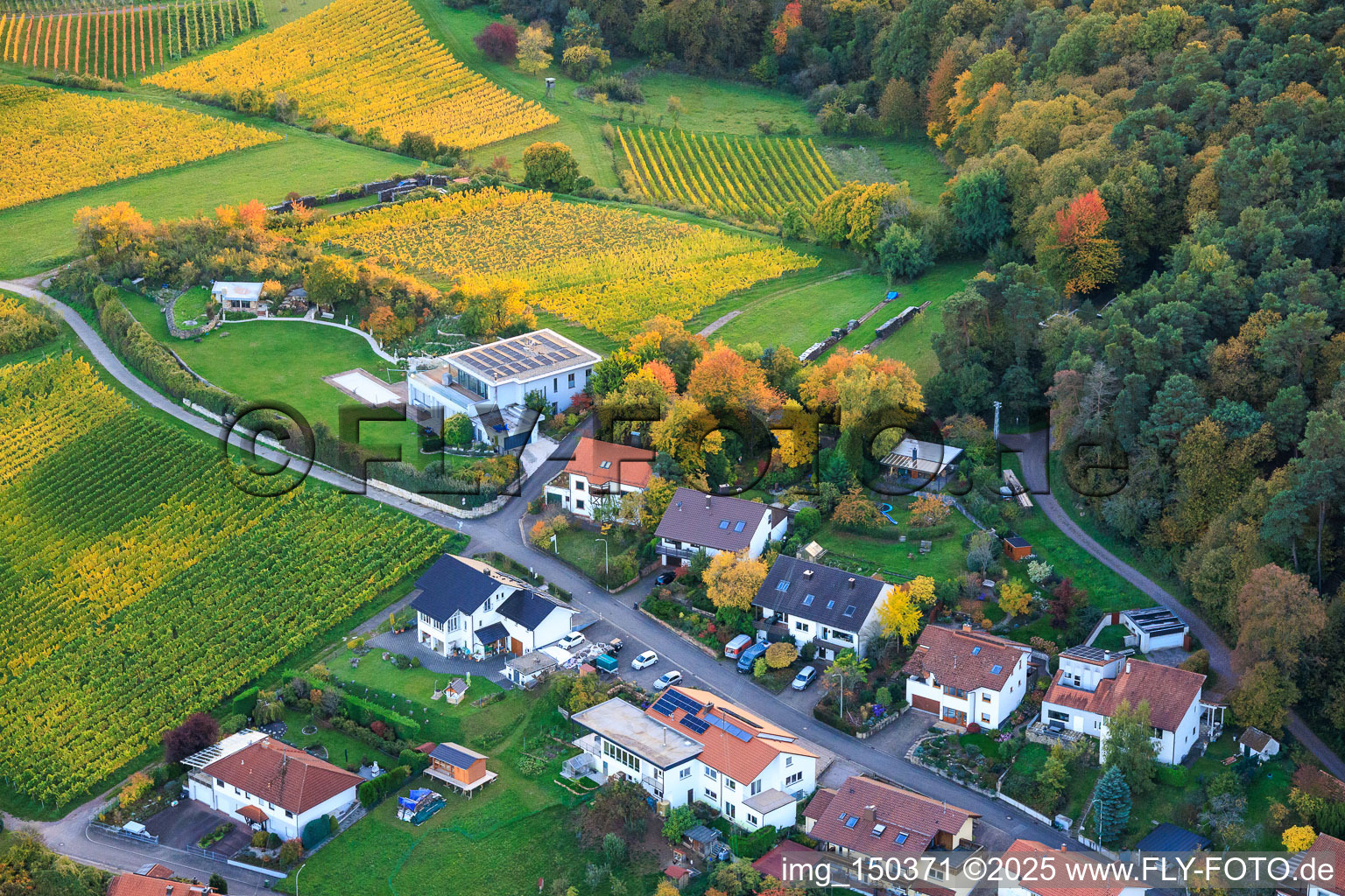 Aerial view of Kirchbergstraße in the district Gleiszellen in Gleiszellen-Gleishorbach in the state Rhineland-Palatinate, Germany