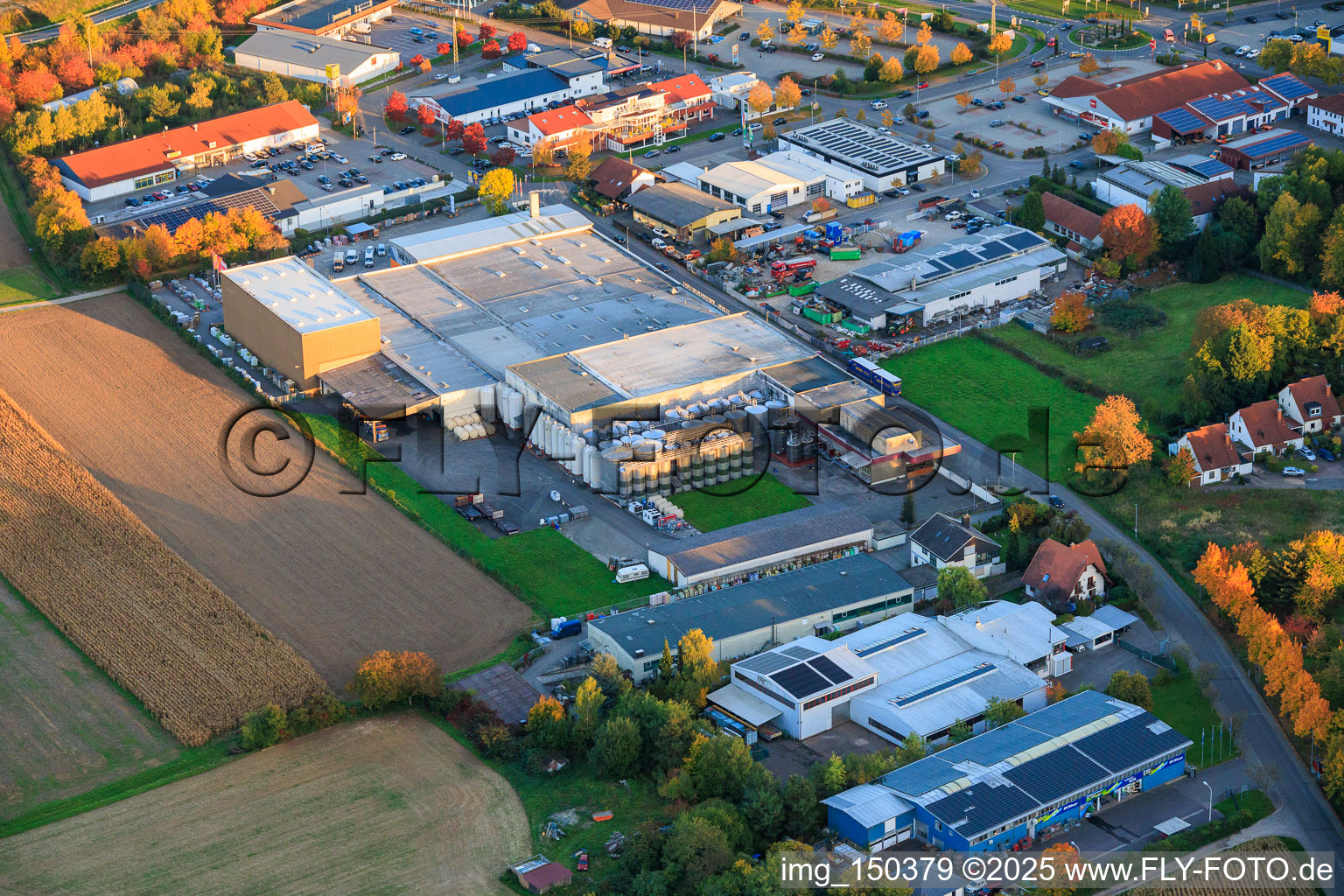 Aerial photograpy of Winery ZGM Zimmermann-Graeff & Müller GmbH & Co in the district Pleisweiler in Bad Bergzabern in the state Rhineland-Palatinate, Germany