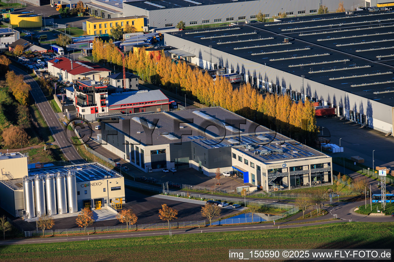 Oblique view of Southern Palatinate workshop in Offenbach an der Queich in the state Rhineland-Palatinate, Germany
