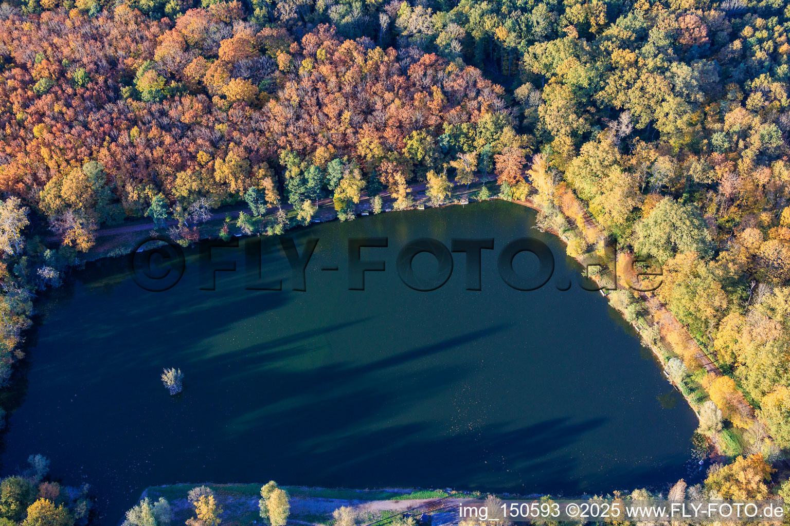 Aerial photograpy of Bear Lake in Ottersheim bei Landau in the state Rhineland-Palatinate, Germany