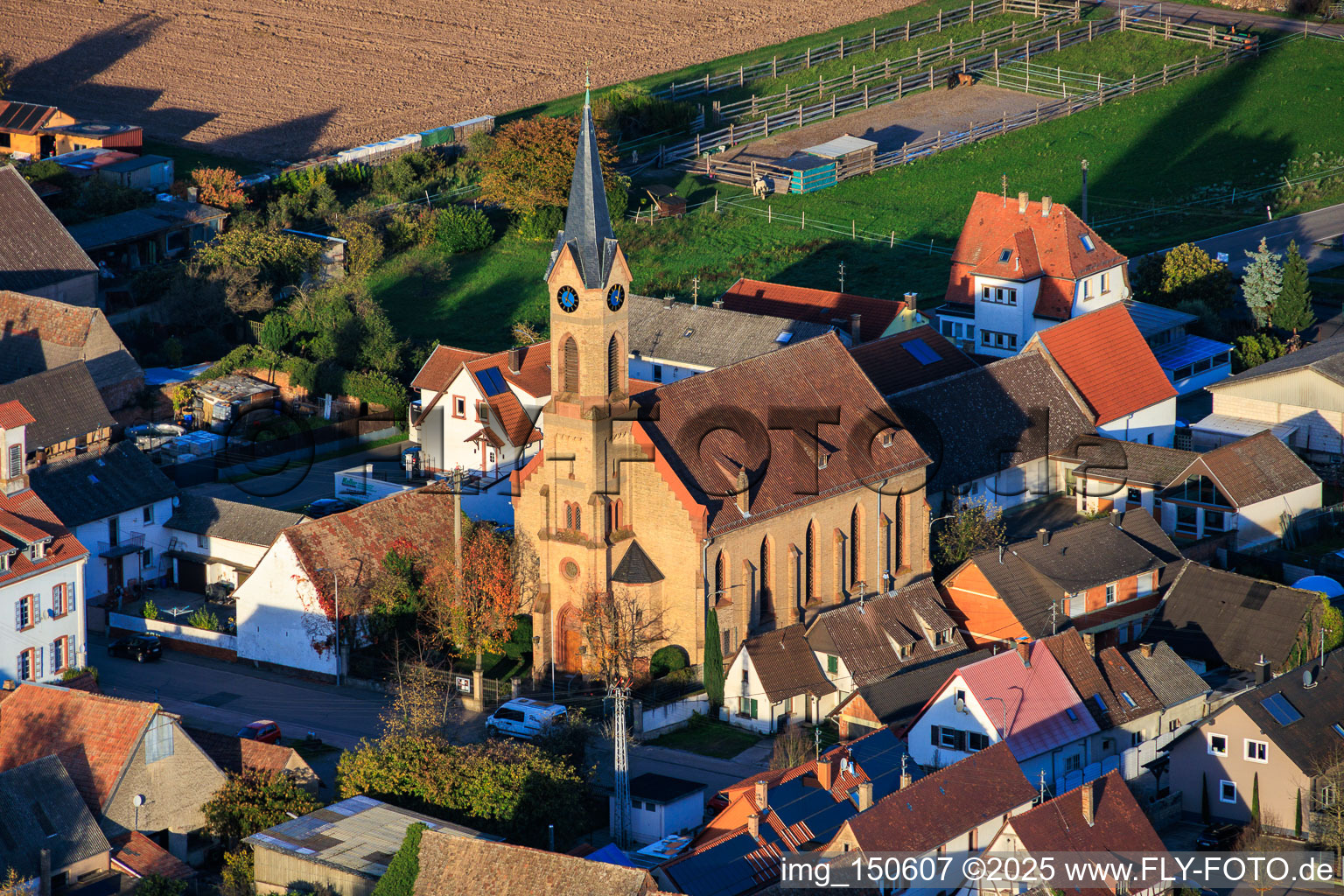 Evangelical Church Unterdorf Lustadt in the district Niederlustadt in Lustadt in the state Rhineland-Palatinate, Germany