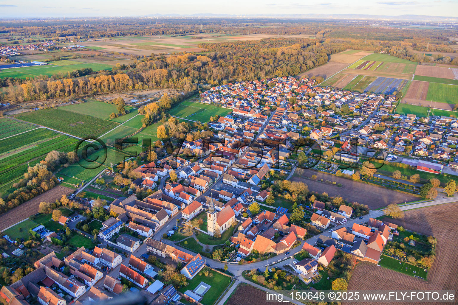 Aerial view of From the southwest in Freisbach in the state Rhineland-Palatinate, Germany