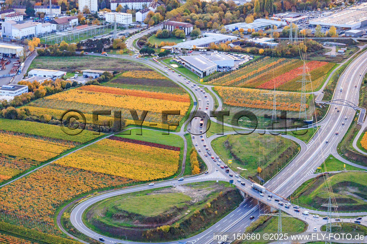 Rush hour traffic to the Landau Edesheim on-ramp from the B10 in Landau in der Pfalz in the state Rhineland-Palatinate, Germany