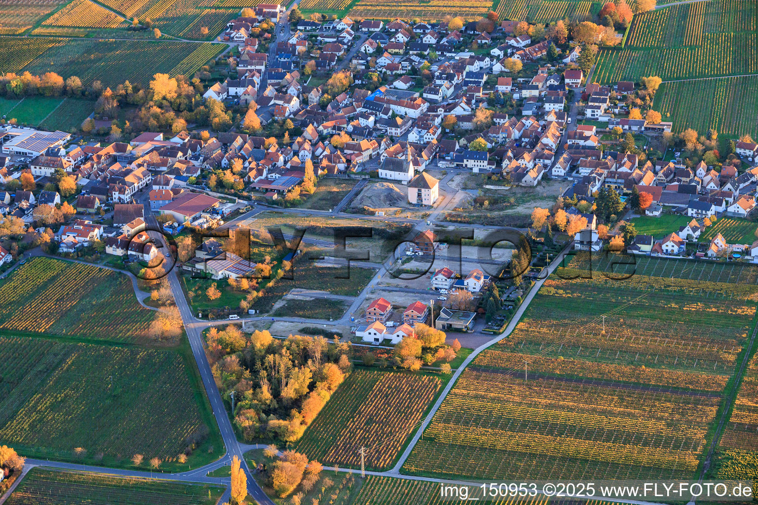 New development area Dorflegben at the former sparkling wine cellar in Böchingen in the state Rhineland-Palatinate, Germany