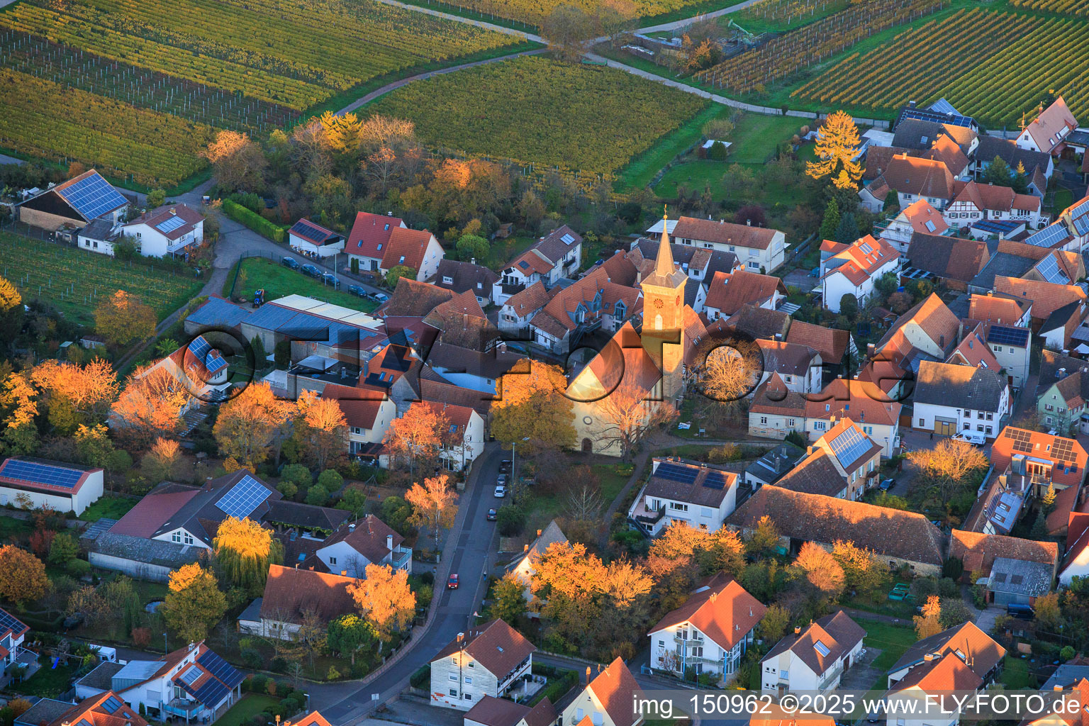 St. John's Church in the evening light in the district Nußdorf in Landau in der Pfalz in the state Rhineland-Palatinate, Germany