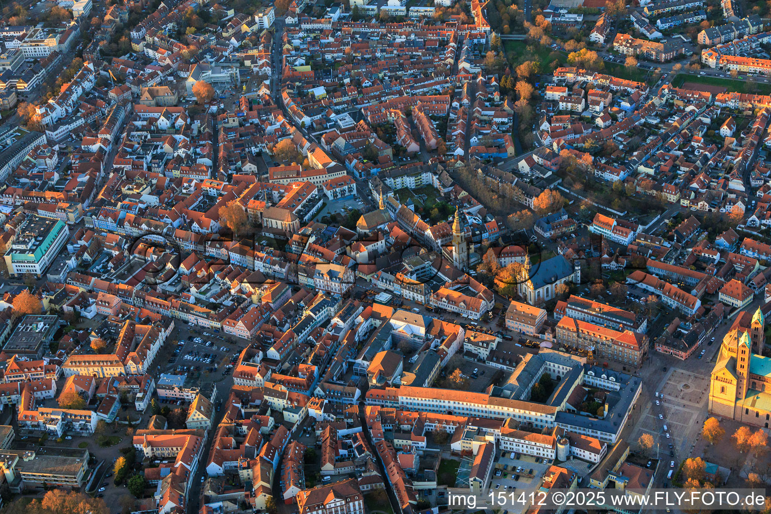 Speyer's old town with Maximilianstrasse in the evening in Speyer in the state Rhineland-Palatinate, Germany