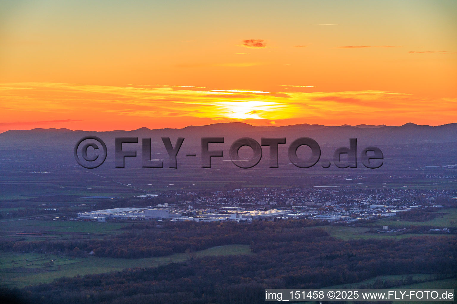Landau East industrial area in the evening light in Landau in der Pfalz in the state Rhineland-Palatinate, Germany