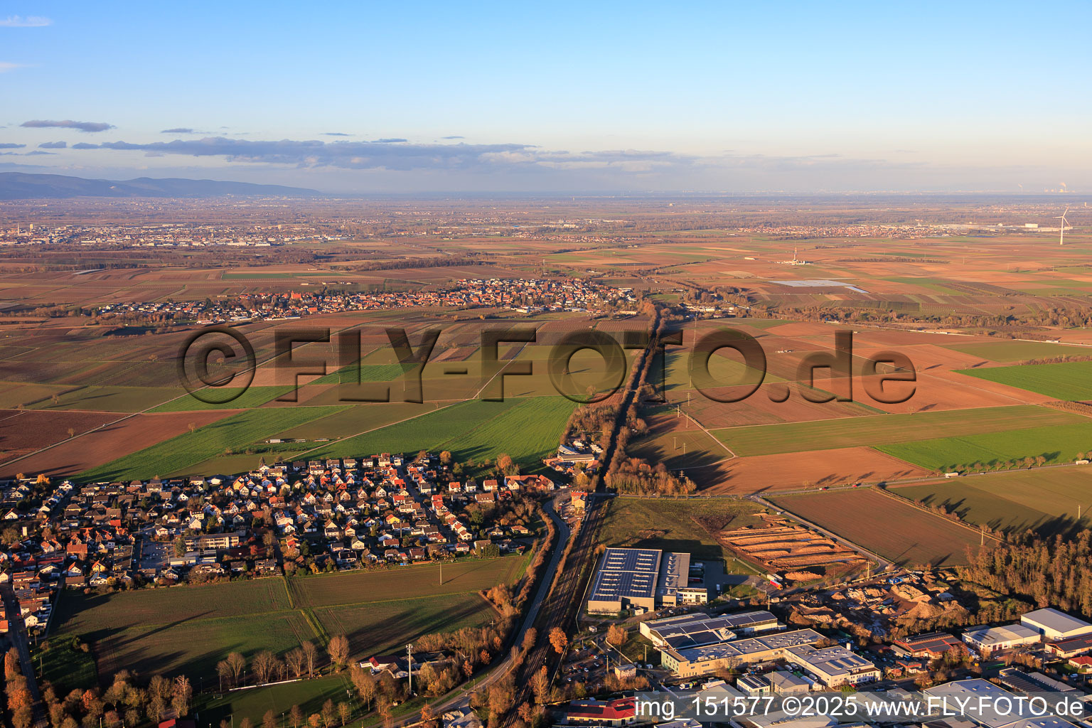 Aerial photograpy of Railway line to Landau in Rohrbach in the state Rhineland-Palatinate, Germany